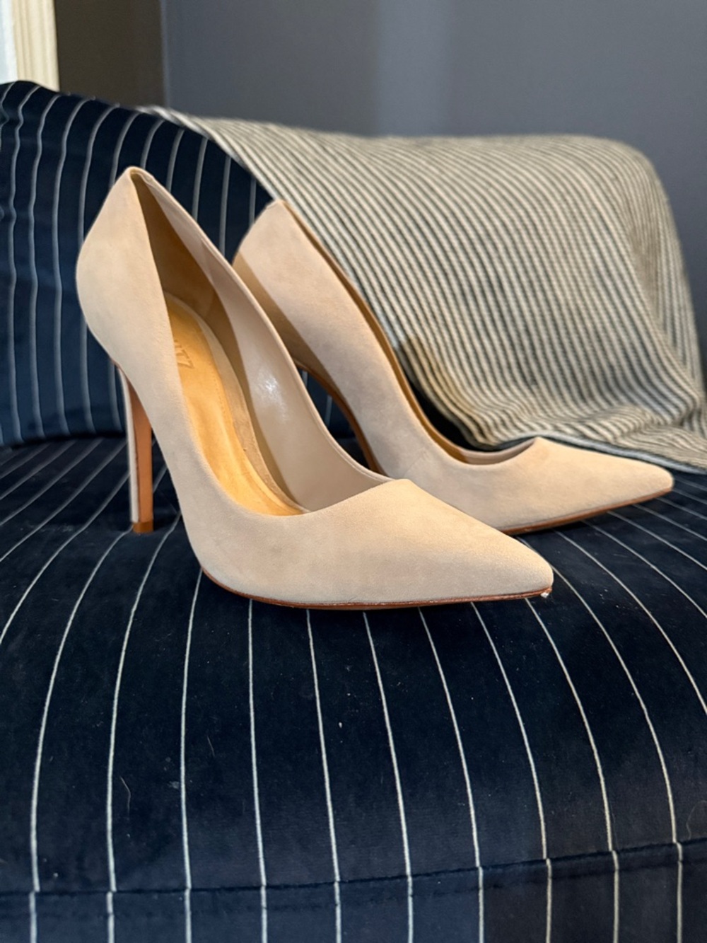 SCHUTZ Nude Pointed Suede Stiletto Pumps